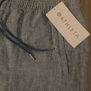 Brand New! NWT, Athleta Retreat Linen Wide Leg Pant Size 12, Denim